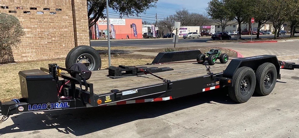 Load Trail car hauler rental Austin TX - 20ft flatbed trailer with steel deck